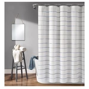 Elegant White Striped Shower Curtain